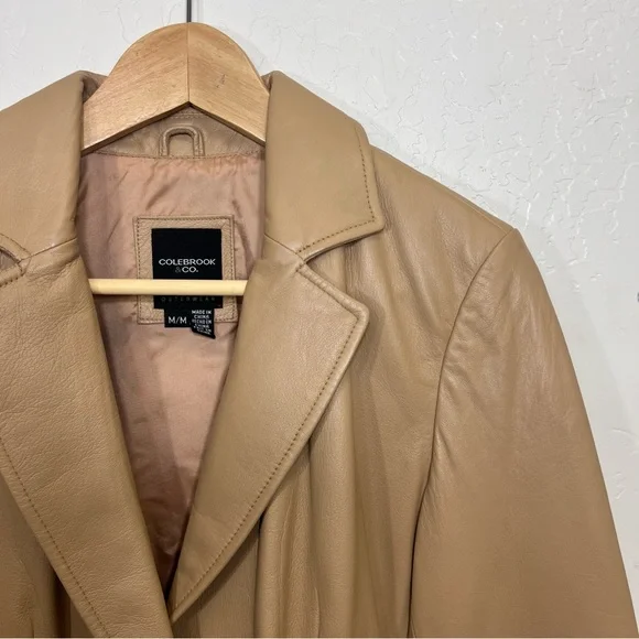 Colebrook Tan Leather Jacket Blazer Size M - Picture 6 of 12
